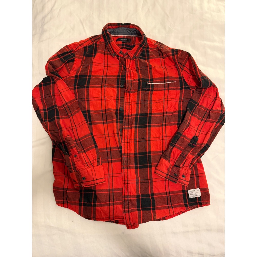 Adam Levine Mens XL Red Black Buffalo Plaid Flannel Button Down Shirt Cotton